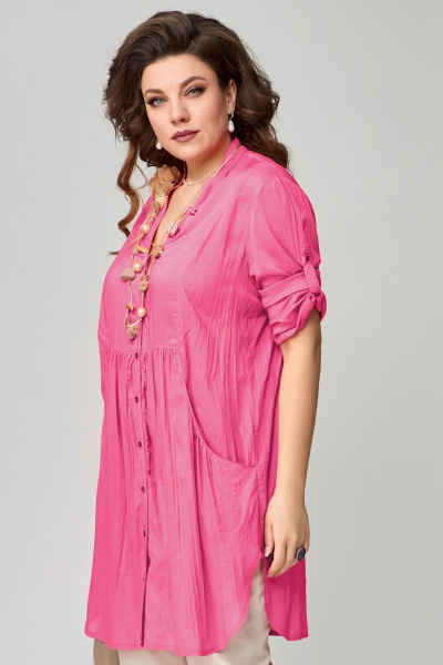 Комплект брюк и туники из джинса и хлопка Fita 1514 розовый_бежевый - фото 4