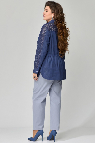 Рубашка джинсовая с кружевной отделкой Fita 20371 синий - фото 7