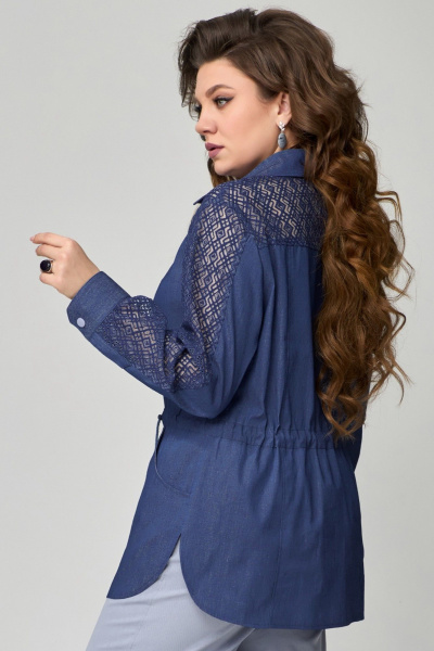 Рубашка джинсовая с кружевной отделкой Fita 20371 синий - фото 6