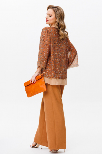 Блуза и брюки женские из текстиля в трендовом цвете Anastasia 1099 охра - фото 8