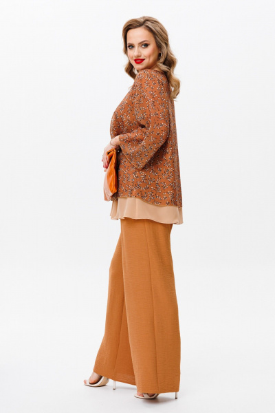 Блуза и брюки женские из текстиля в трендовом цвете Anastasia 1099 охра - фото 7