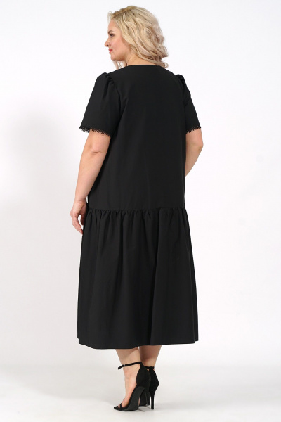 Платье расклешенное с коротким рукавом и сборками Медея и К 2201 черный - фото 10