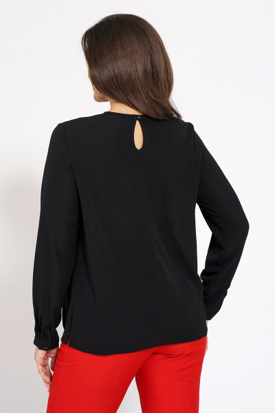 Блуза из текстиля прямого силуэта с рукавом втачкой Медея и К 2222 черный - фото 7