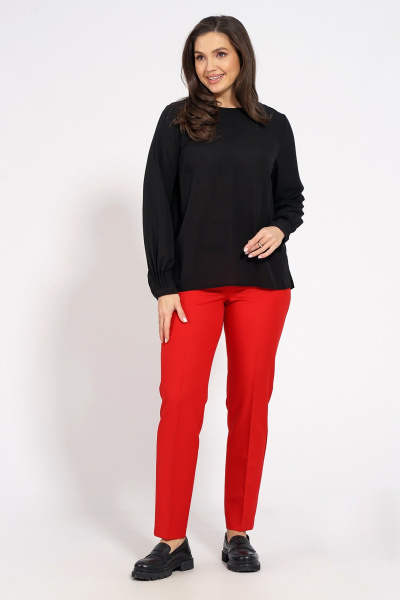 Блуза из текстиля прямого силуэта с рукавом втачкой Медея и К 2222 черный - фото 4