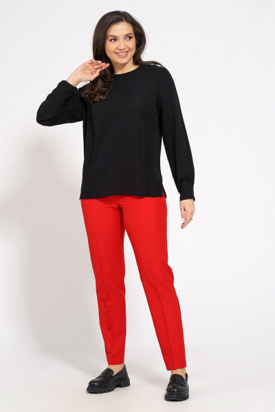 Блуза из текстиля прямого силуэта с рукавом втачкой Медея и К 2222 черный - фото 3