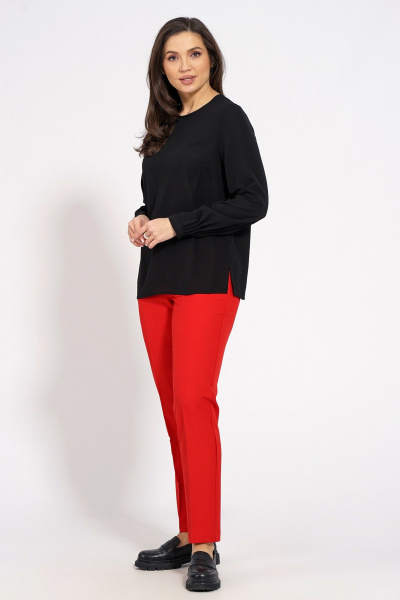 Блуза из текстиля прямого силуэта с рукавом втачкой Медея и К 2222 черный - фото 1