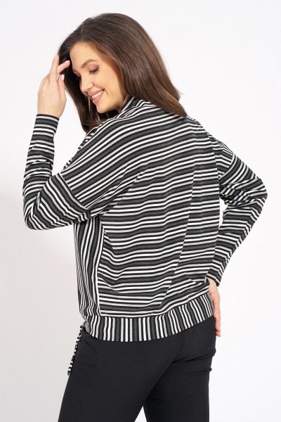 Джемпер оверсайз из вискозы и трикотажа Медея и К 2232 черно-серый - фото 4