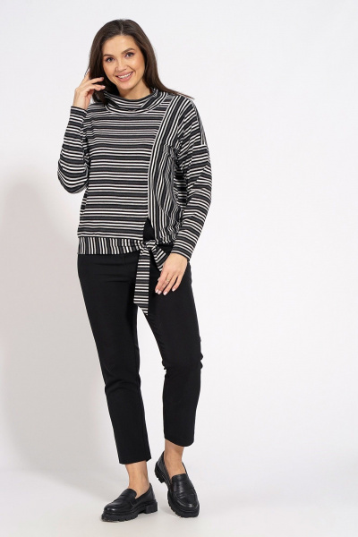 Джемпер оверсайз из вискозы и трикотажа Медея и К 2232 черно-серый - фото 7