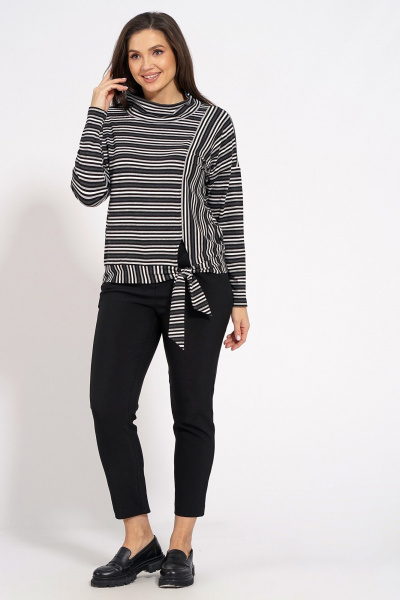 Джемпер оверсайз из вискозы и трикотажа Медея и К 2232 черно-серый - фото 5