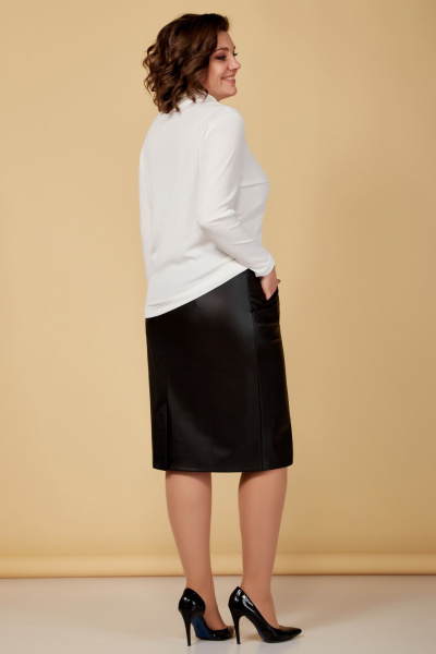 Юбка из экокожи с карманами и застежкой молния Медея и К 2242 черный - фото 5