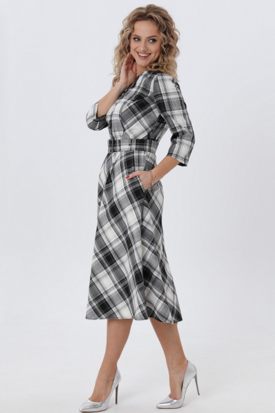 Платье приталенного кроя в клетку с карманами Angelina & Сompany 971 - фото 8