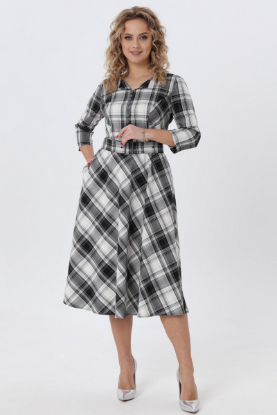 Платье приталенного кроя в клетку с карманами Angelina & Сompany 971 - фото 7