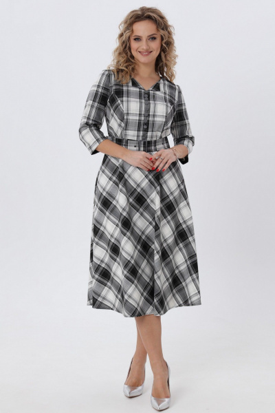 Платье приталенного кроя в клетку с карманами Angelina & Сompany 971 - фото 4