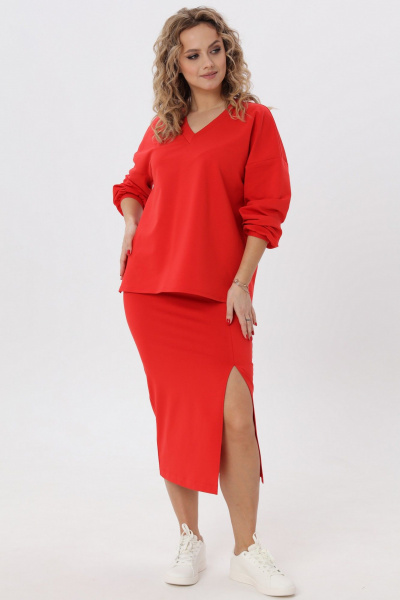 Яркий комплект юбка и джемпер из хлопка и трикотажа Angelina & Сo 972 - фото 6