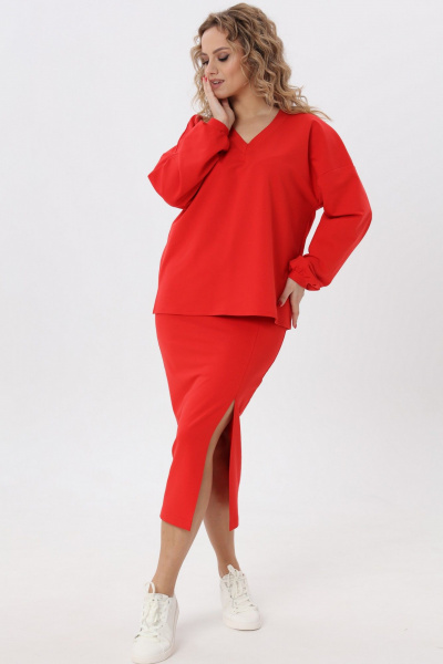 Яркий комплект юбка и джемпер из хлопка и трикотажа Angelina & Сo 972 - фото 4