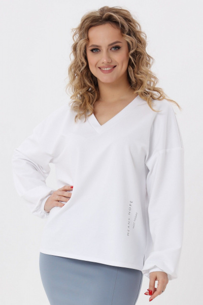 Джемпер свободного кроя с разрезами и V-образным вырезом Angelina & Сo 973 - фото 6