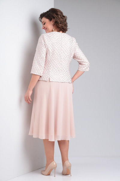 Платье в пол из шифона и жаккарда с потайной молнией Pocherk 1-023 персиковый_крестик - фото 13