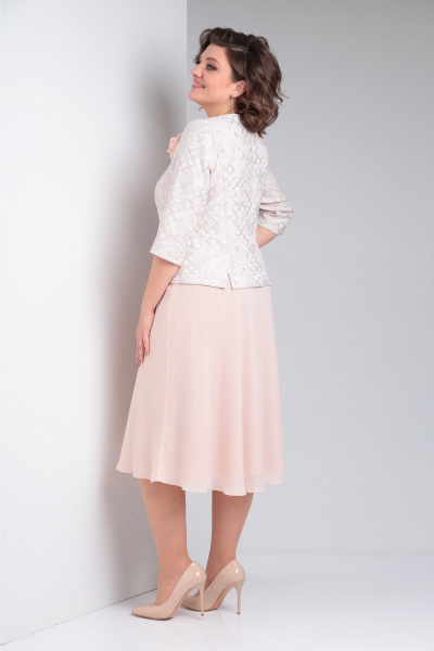 Платье в пол из шифона и жаккарда с потайной молнией Pocherk 1-023 персиковый_крестик - фото 8