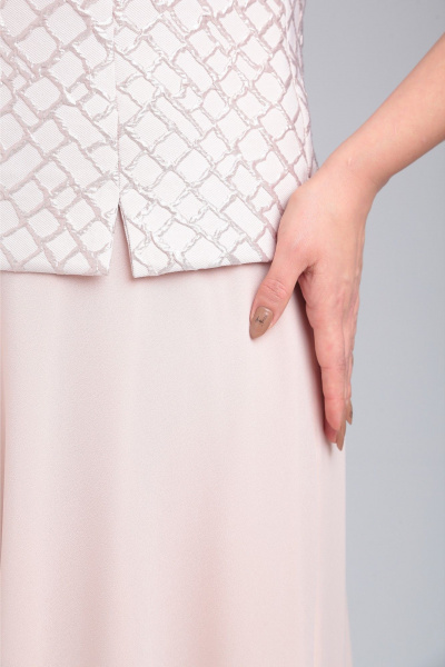 Платье в пол из шифона и жаккарда с потайной молнией Pocherk 1-023 персиковый_крестик - фото 7