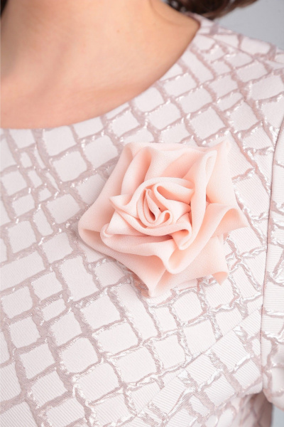 Платье в пол из шифона и жаккарда с потайной молнией Pocherk 1-023 персиковый_крестик - фото 6