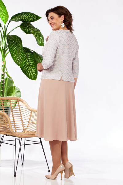 Платье из шифона и жаккарда с длинным рукавом Pocherk 1-023 пузыри_с_бежем - фото 7