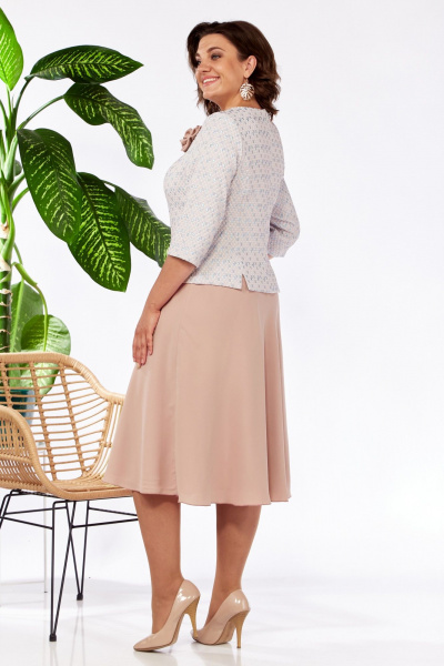 Платье из шифона и жаккарда с длинным рукавом Pocherk 1-023 пузыри_с_бежем - фото 6