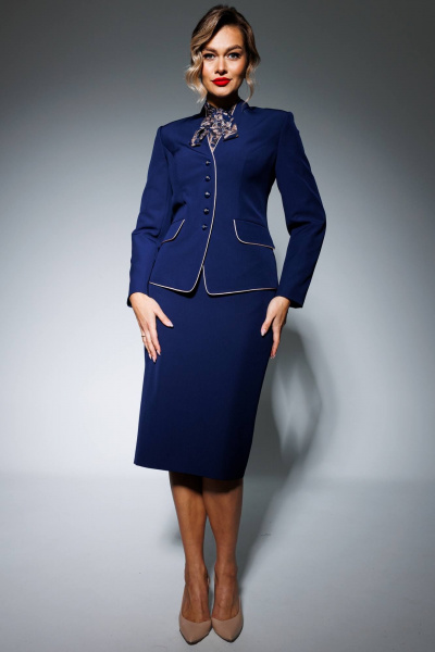 Блуза, жакет, юбка Мода Юрс 2808 синий_беж - фото 2