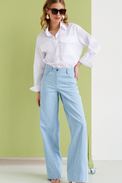 Брюки джинсовые женские с карманами на притачном поясе VIZANTI 9262 - фото 1