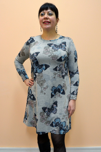 Платье серое из трикотажа с классическим кроем Gallant Touch 63683 - фото 1