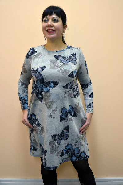 Платье серое из трикотажа с классическим кроем Gallant Touch 63683 - фото 2