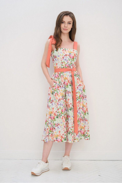 Миди сарафан из купро с поясом, летний Motif 1307а - фото 1