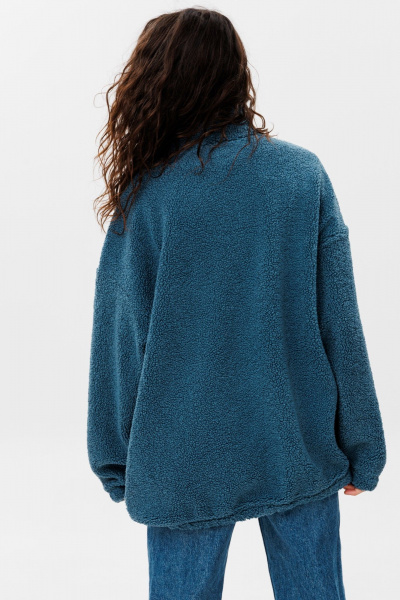 Oversize худи из трякотажа с воротником на молнии HIT 0221ж синий - фото 7