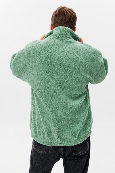 Зеленое oversize худи с воротником-молнией и манжетами HIT 0221м зеленый - фото 5