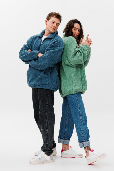 Oversize худи из трикотажа с капюшоном и карманами HIT 0221ж зеленый - фото 6