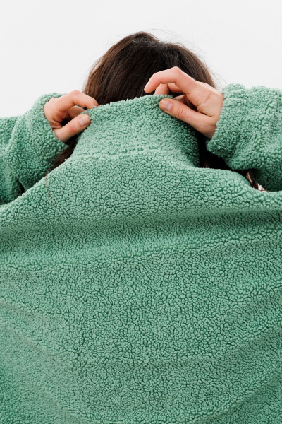 Oversize худи из трикотажа с капюшоном и карманами HIT 0221ж зеленый - фото 5