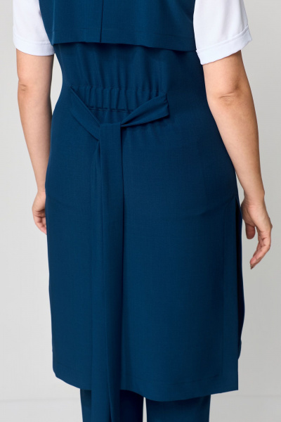 Комплект из жилета, блузы и зауженных брюк Орхидея 1403 морская_волна-белый - фото 7