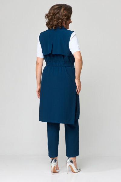 Комплект из жилета, блузы и зауженных брюк Орхидея 1403 морская_волна-белый - фото 2