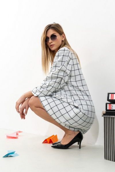 Платье Luna 149 белый_клетка - фото 7