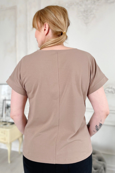 Джемпер-прямого силуэта из хлопка с принтом Rumoda 2195 капучино - фото 9