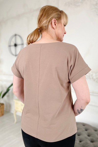 Джемпер-прямого силуэта из хлопка с принтом Rumoda 2195 капучино - фото 8