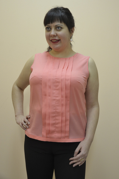 Блуза круглогодичная из текстиля на каждый день Vita Comfort 14с-1-240-0 коралл - фото 1