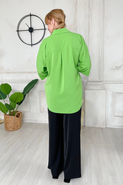 Блуза с накладным карманом и спущенным плечом Rumoda 2197 салатовый - фото 6