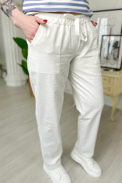 Джинсовые брюки с зауженным низом и поясом Rumoda 2200 белый - фото 3