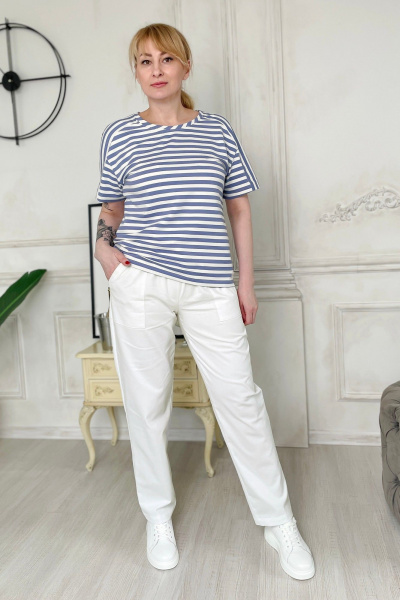 Джинсовые брюки с зауженным низом и поясом Rumoda 2200 белый - фото 2