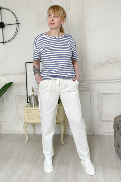 Джинсовые брюки с зауженным низом и поясом Rumoda 2200 белый - фото 1