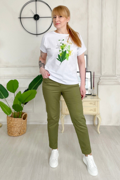 Классический джемпер из хлопкового трикотажа Rumoda 2206 белый - фото 5