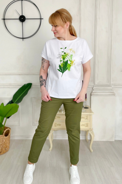 Классический джемпер из хлопкового трикотажа Rumoda 2206 белый - фото 3