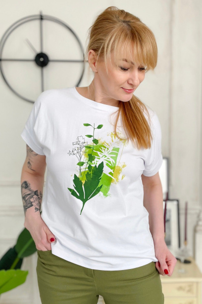 Классический джемпер из хлопкового трикотажа Rumoda 2206 белый - фото 2