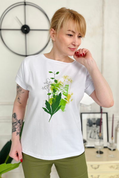 Классический джемпер из хлопкового трикотажа Rumoda 2206 белый - фото 1