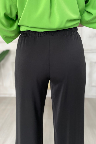 Черные прямые брюки из текстиля с резинкой на поясе Rumoda 2133 - фото 8
